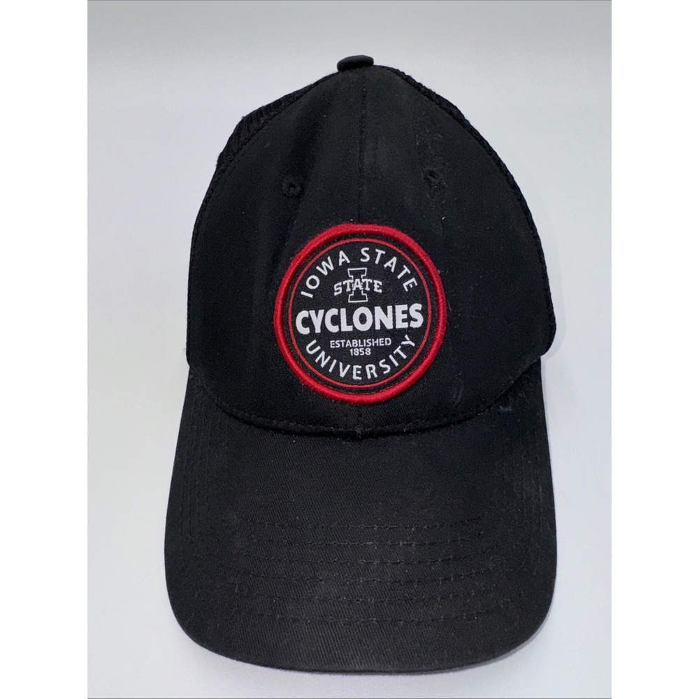 Iowa State Cyclones Adjustable Hat Black Red Cy Embroidered Patch Mesh Back